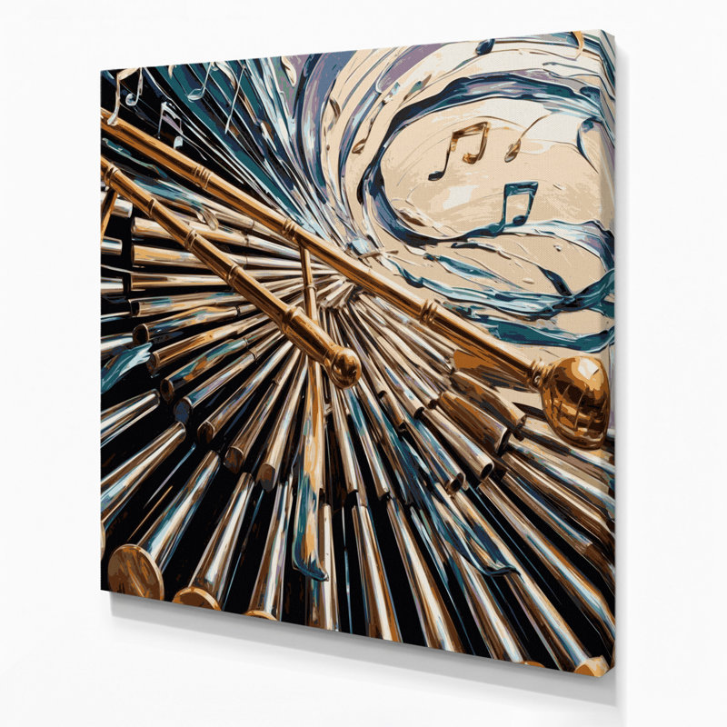 «Music Vibraphone», art mural sur toile noire, H 12 po x l 12 po