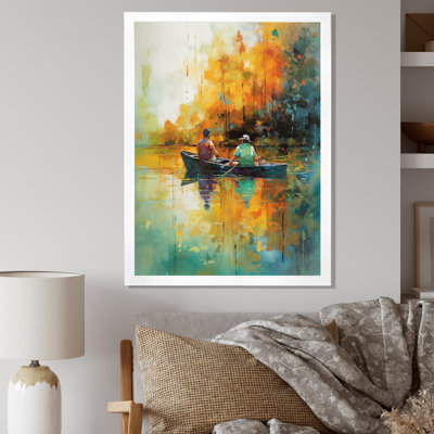 " Autumn Lake Full Moon Serenity Dinghy Rowing I "