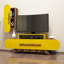 Meuble télé moderne avec tablette murale, noyer et jaune, 57,1 po x 19,6 po x 14,5 po | 100% panneau de particules enduit de mélamine, épaisseur: 0,7 pouce | Nombreuses tablettes, conception murale, solution de divertissement à domicile élégante-1973475503