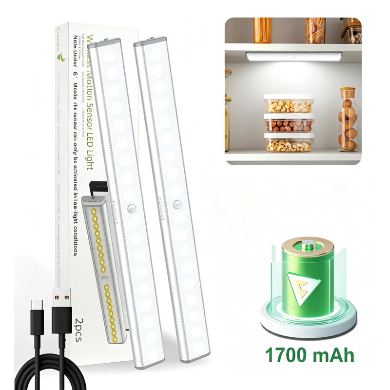 11.81Inch Wireless Under cabinet Lighting, 18LED Rechargeable Motion Sensor Closet Light