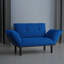Causeuse bleue - futon compact pour les petits espaces de vie et les chambres à coucher. Les pieds hauts permettent un nettoyage facile. Canapé avec accoudoirs Assemblage avec guide inclus. Aucun outil supplémentaire requis