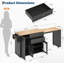 Îlot de cuisine avec table de salle à manger extensible - Chariot roulant, tiroirs de rangement et tablettes ouvertes pour la maison