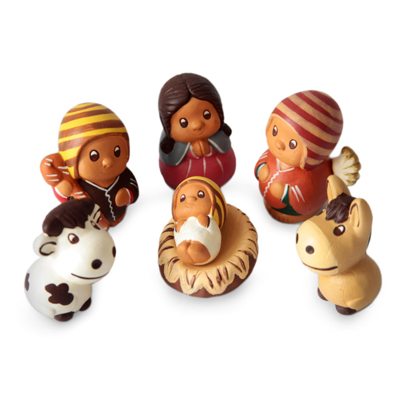 Ensemble de crèche en céramique fabriqué à la main 7 pièces