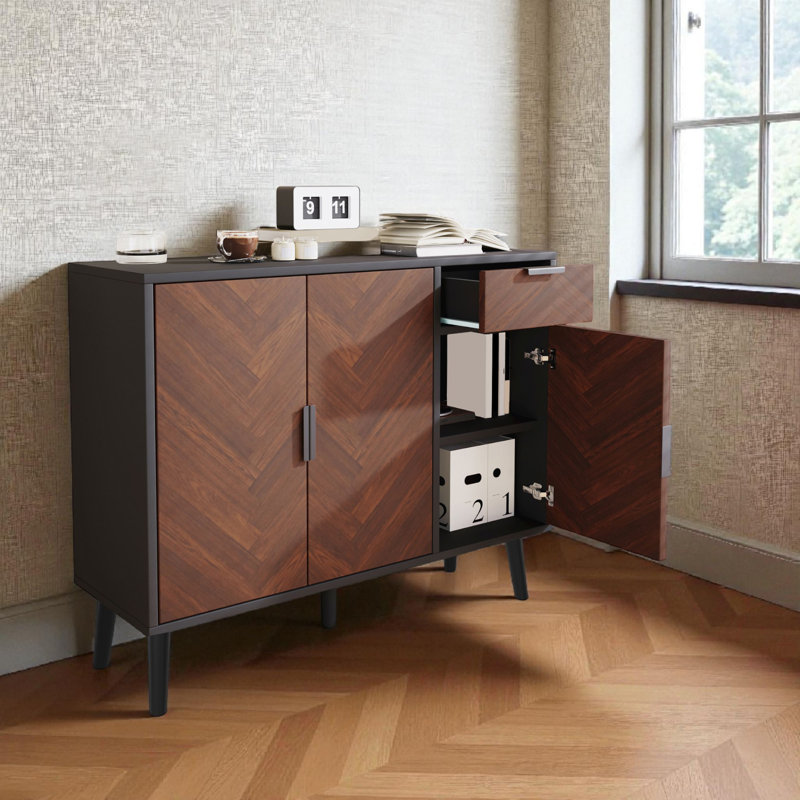 Buffet avec tablettes réglables en hauteur, Brun