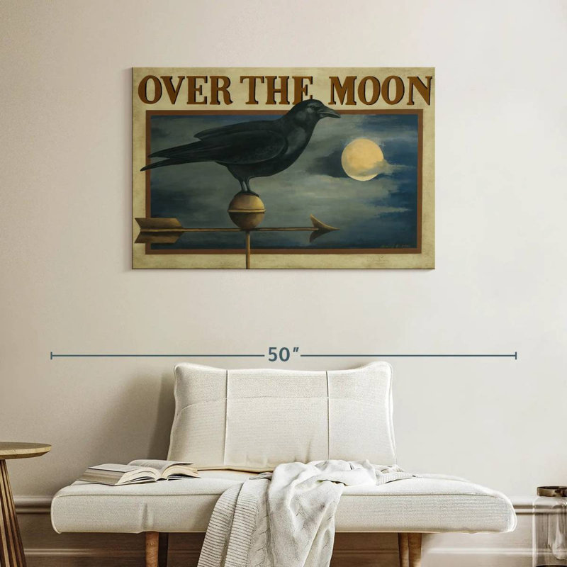 Over The Moon Crow Weathervane, 26" H x 39" W