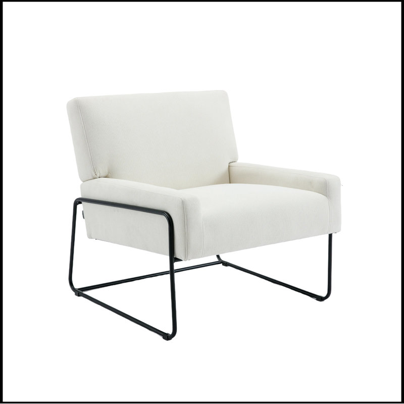 Lopardo Waiting Room Chair with Metal Frame, 100% Polyester Beige