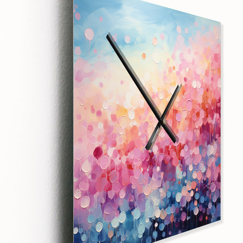 Cotton Candy I - Horloge murale moderne paysage abstrait, H 40 po x l 30 po x P 1 po