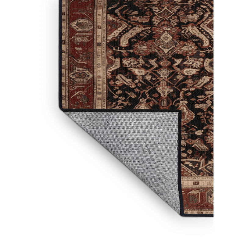Tapis brun lavable à la machine, Rond 8 pi