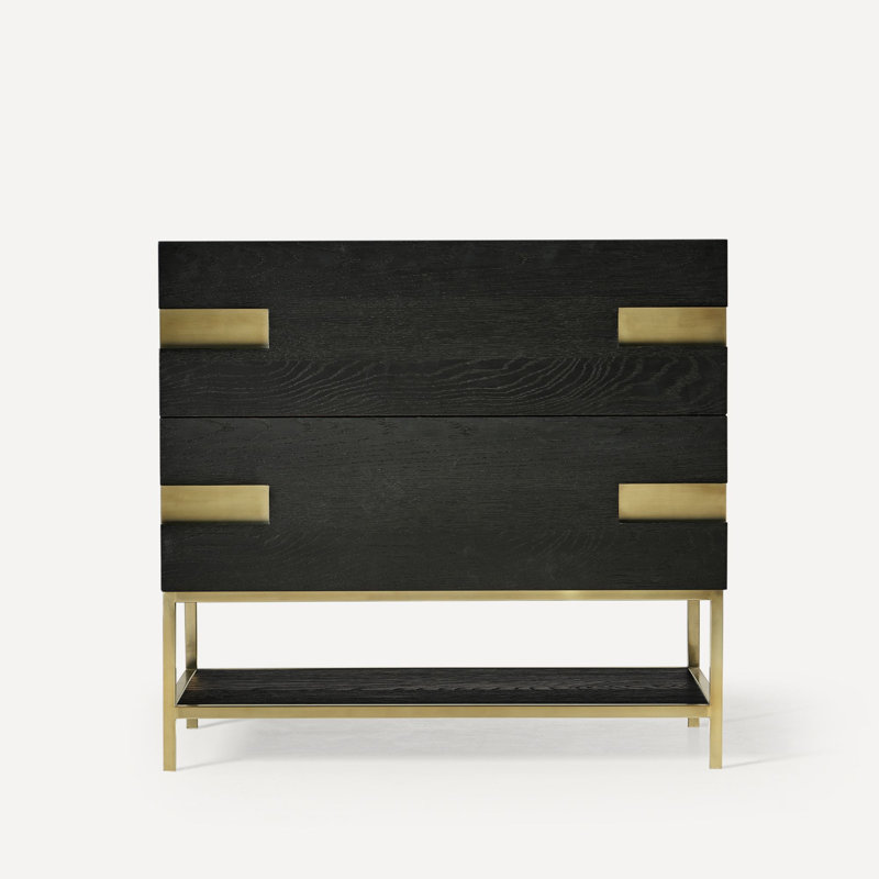 Sendai Vanity, Matte Black/Aged Brass