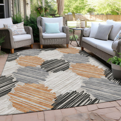 Machine Washable Indoor/Outdoor Xhevrie Copper Rug