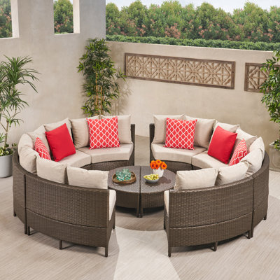 Anquette 10 Piece Rattan Sectional Seating Group with Cushions
