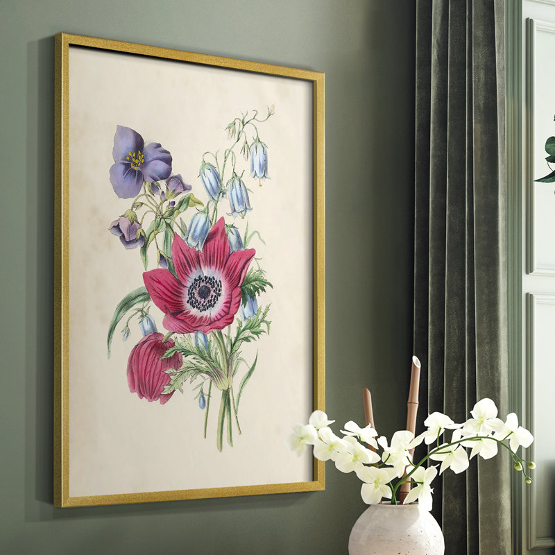 Antique Garden Bouquet I, reproduction encadrée - bois massif, H 20 po x l 16 po