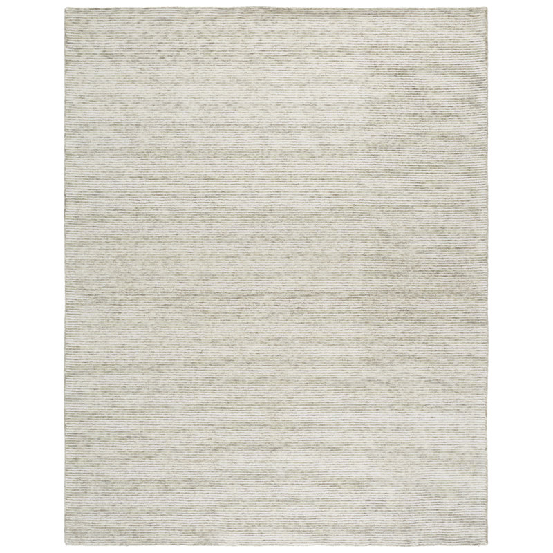 Ebony Hand Tufted Wool Cotton Rug in Ivory, Rectangle 8' x 10'