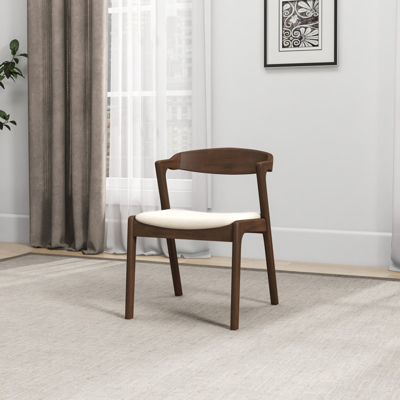 Chaise de salle à manger en velours Dakota (ensemble de 2), Marron foncé, Blanc