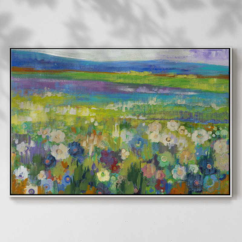 Flowerfields, reproduction d'art sur toile, H 25 po x l 37 po x P 2 po, Blanc