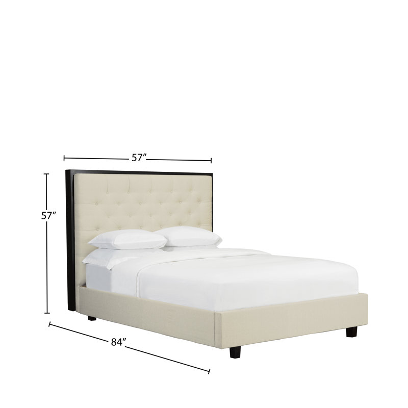 Lit plateforme en tissu d’ameublement, Ivoire, Double