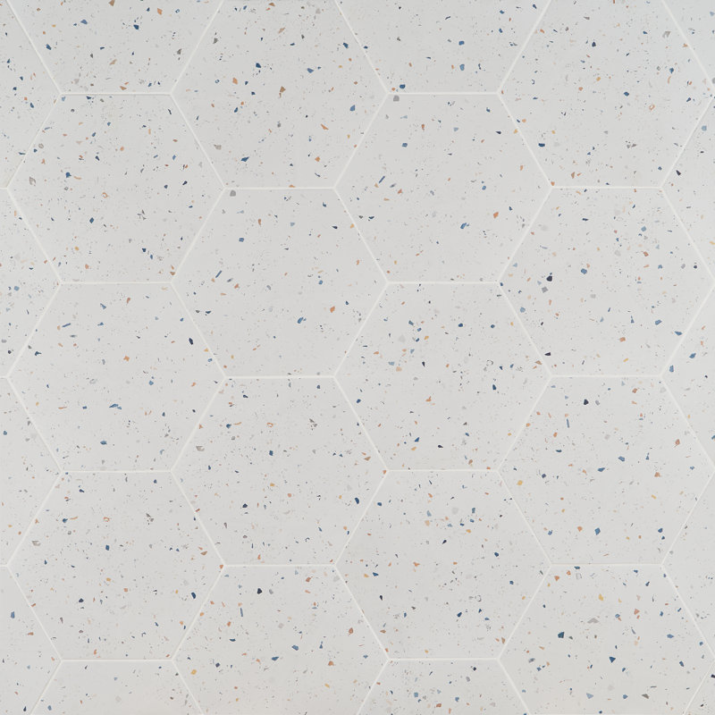 Firenze 13" x 15" Porcelain Hexagon Concrete Look Wall & Floor Tile (10.51 Sq. Ft. / Case), White Confetti