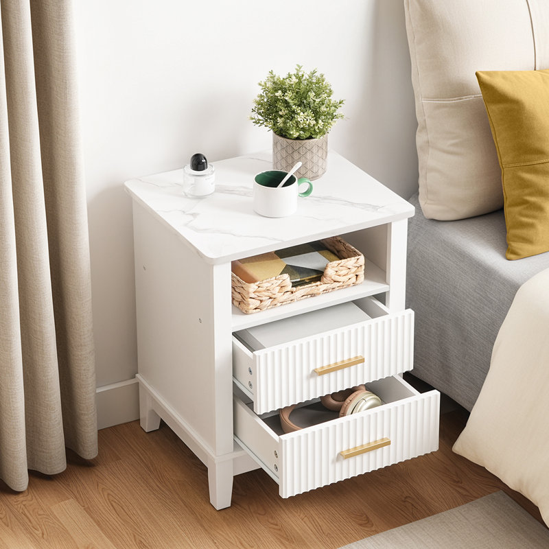 Nathanel 18.9" W Nightstand with 2 Drawers,Modern Bedside Table for Bedroom Living Room