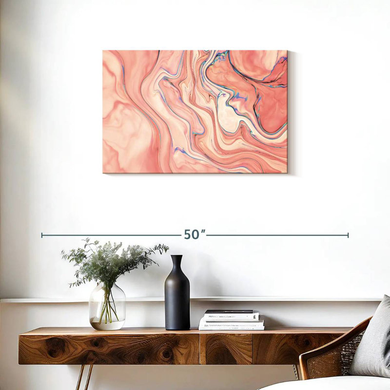 Avery rose abstrait, H 20 po x l 30 po