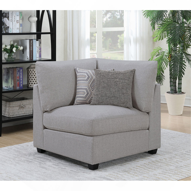Chaise de coin rembourrée avec coussins gris avec coussins