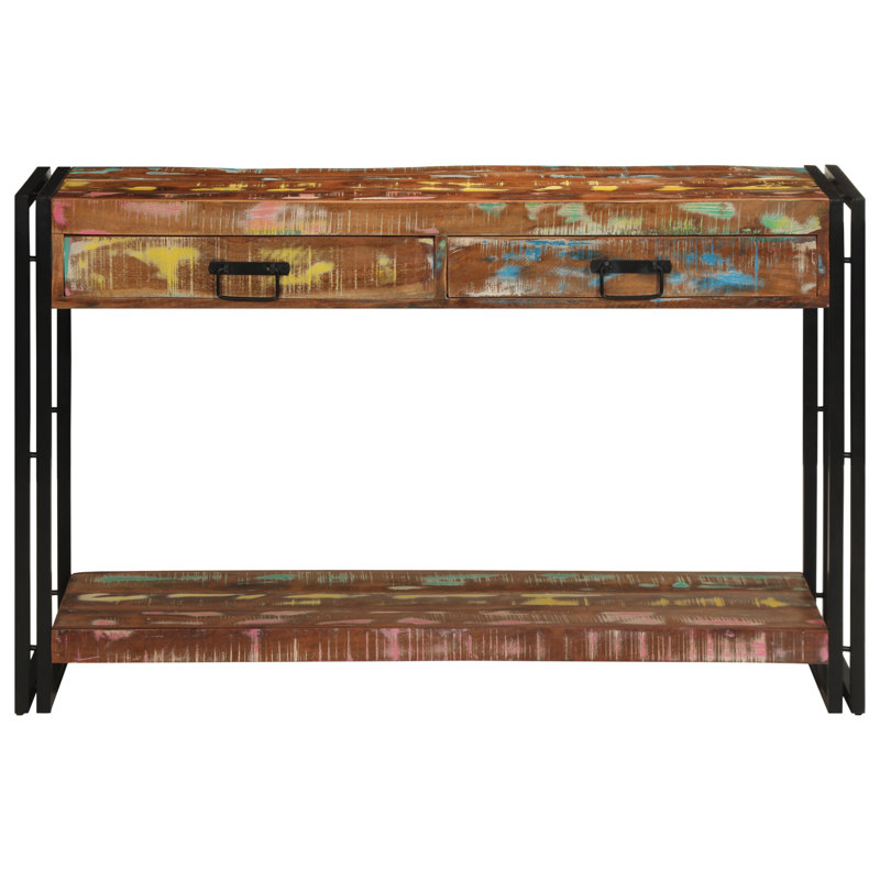 Solid Wood Top Console Table, Multicolour, 75cm H x 120cm W x 33cm D