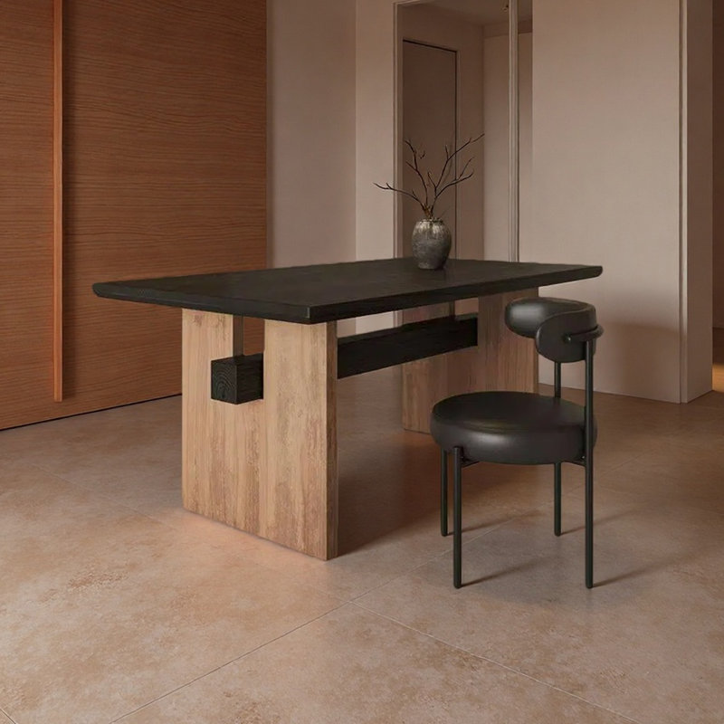 Bureau rectangulaire de style rétro, H 29,53 po x l 62,99 po x P 27,56 po