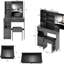 Table de coiffeuse de 29,2 po avec tiroir de gauche, tabouret rembourré, très grand miroir coulissant à droite, rangement multicouche de grande capacité, idéal pour les petites chambres à coucher, style américain, noir
