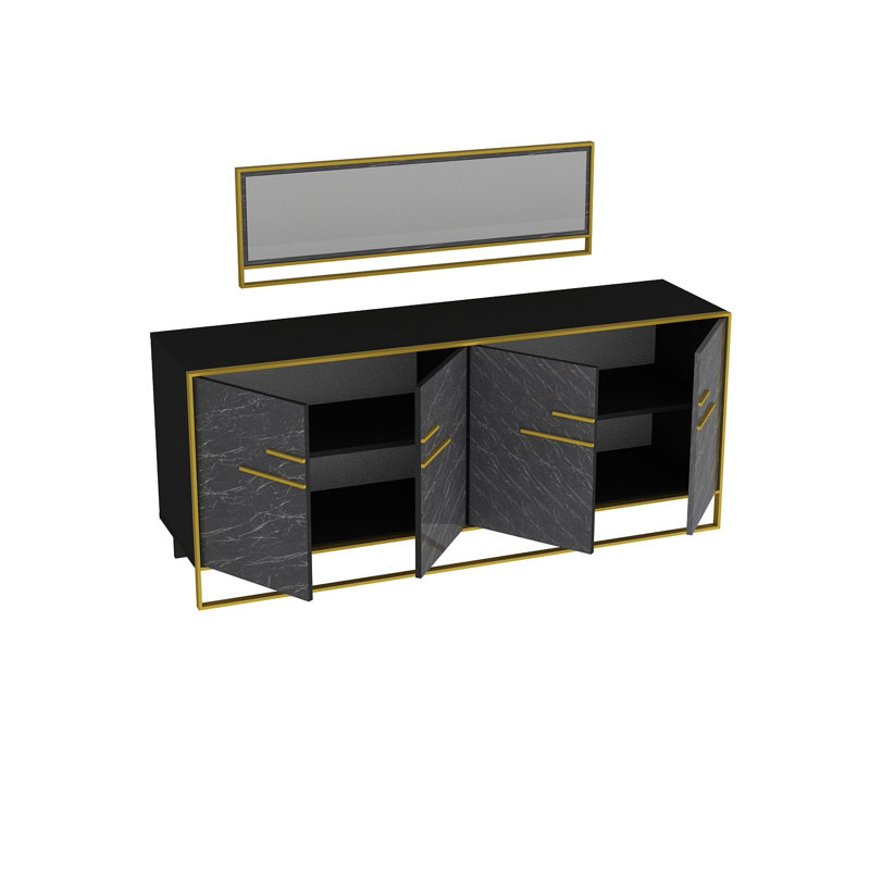 Braddy 179.9cm Sideboard, Black/Gold
