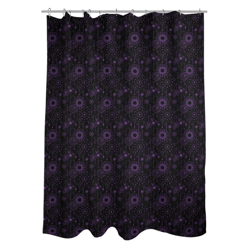 Rideau de douche simple astrologie, Noir / Mauve