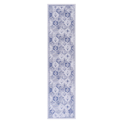 Tapis bleu à motif de tapis lavable 2 pi 6 po x 10 pi, à poils courts, antidérapant, antidérapant, pliable, pour le salon, la chambre à coucher, la cuisine, les animaux de compagnie et les tapis antidérapants Bleu, espaces
