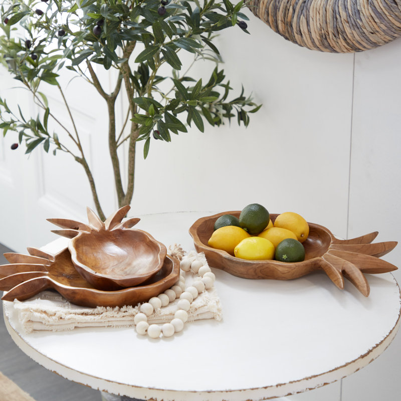 Ensemble de 3 bols décoratifs en bois massif brun Bogard