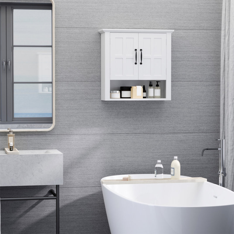 Medicine Cabinet, 3-Tier Bathroom Wall Cabinet With Adjustable Shelf And 2 Doors, Bathroom Cabinet For Over The Toilet
