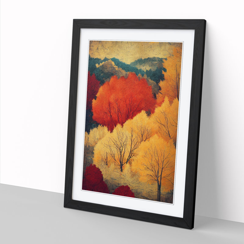 Autumn Forest Landscape Vol.6 - Single Picture Frame Print, 46cm H x 34cm W, Walnut Framed