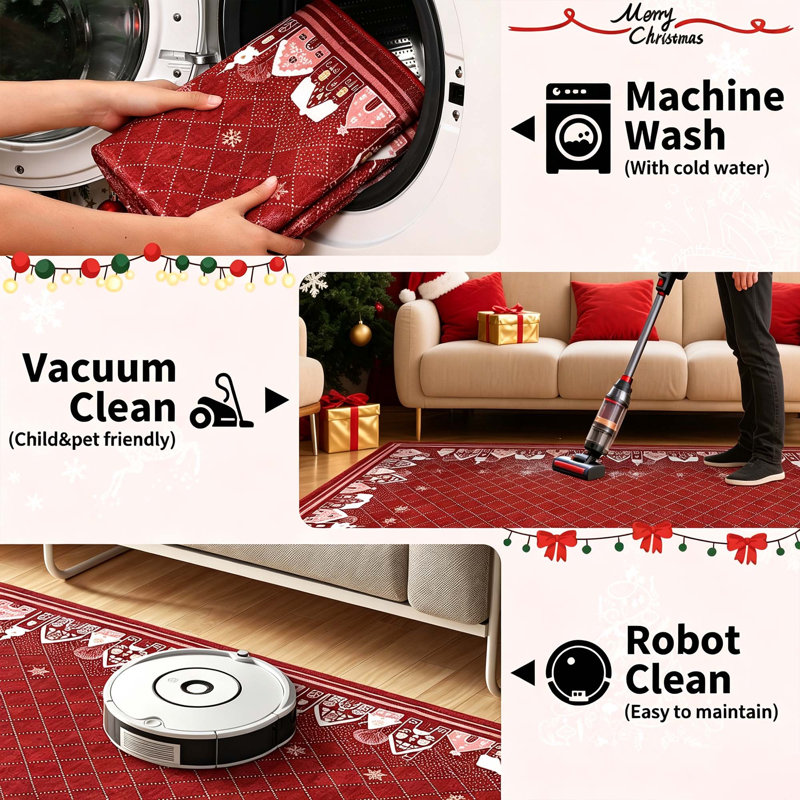 Plaid Washable Area Rug, 120*170cm