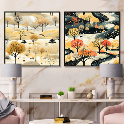 Beige et crème Safari Adventure Tree Landscape