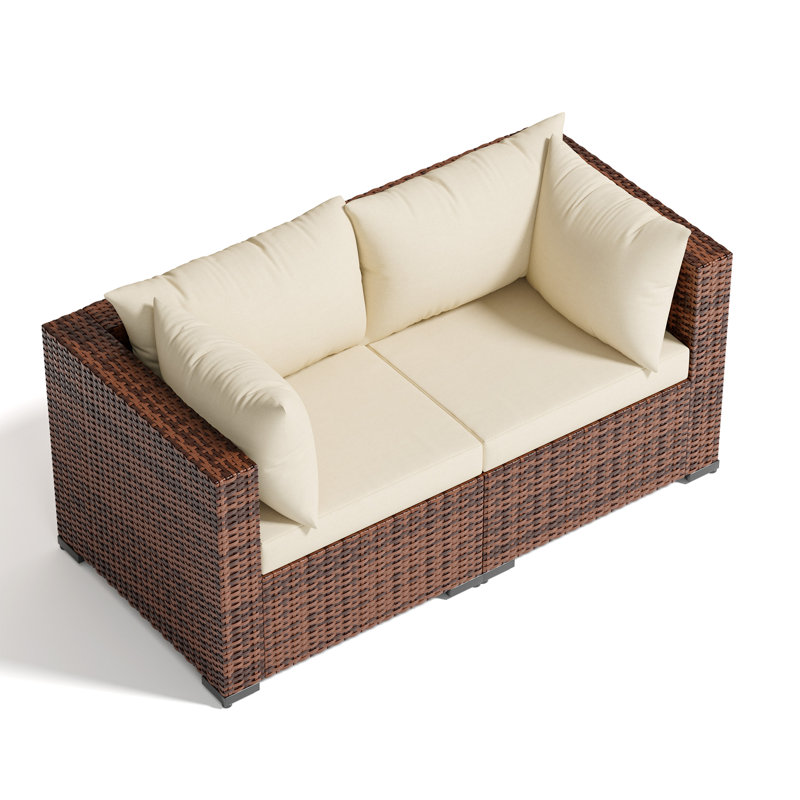 2-Person Outdoor Seating Group With Cushions, Beige