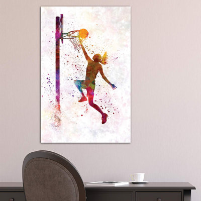 " Young Woman Basketball Player In Watercolor IV " by Paul Rommer