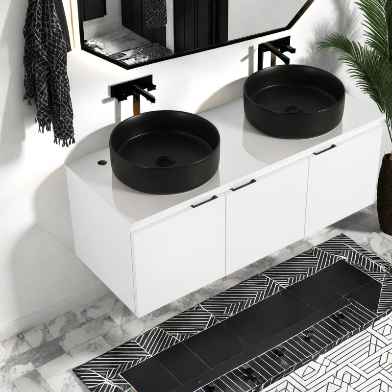 Meuble-lavabo moderne (avec meuble-lavabo et lavabo) avec baignoire de rangement
