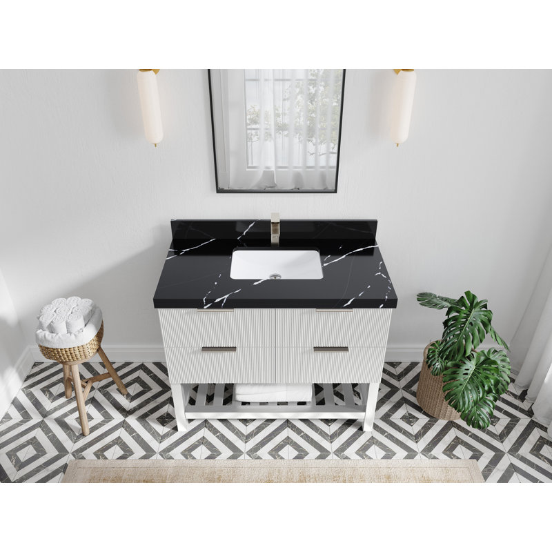 Meuble-lavabo simple 42 po avec plateau en quartz Catalina