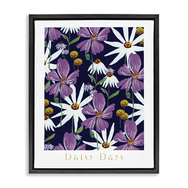 «Purple Daisy Days», art mural encadré sur toile flottante, design par Heather Desormeaux, H 21 po x l 17 po