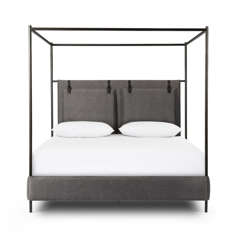 Leigh Canopy Bed-Palm Ecru-King, King, Gray
