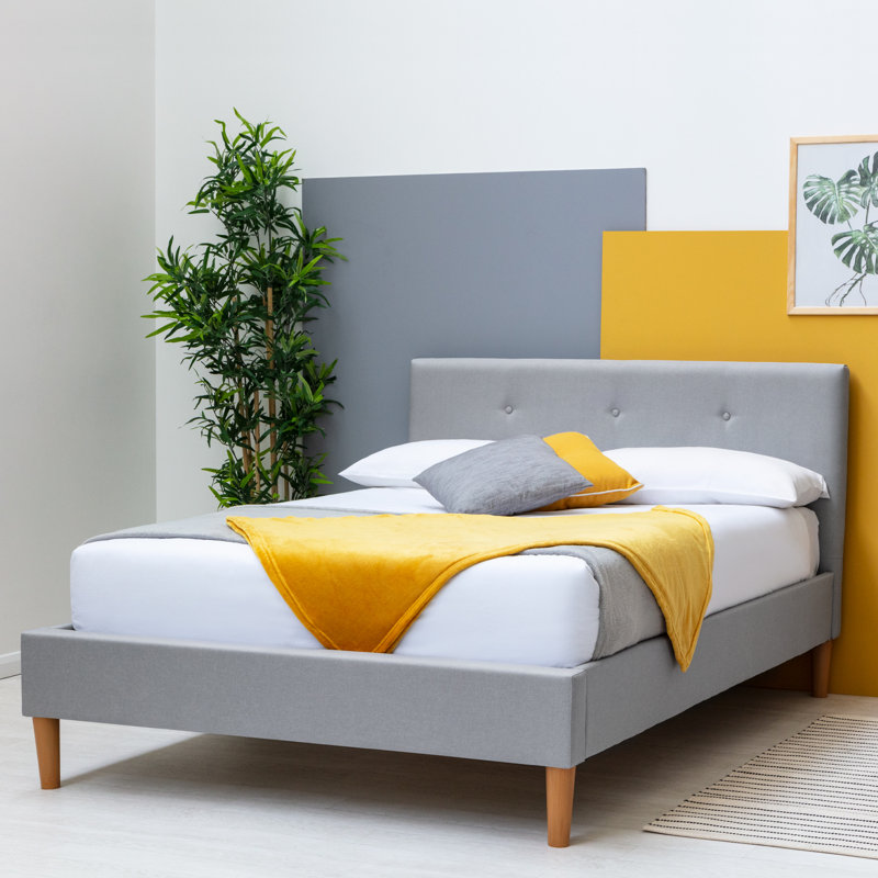 Jessamine Upholstered Bed, Double (4'6), Grey, No Mattress