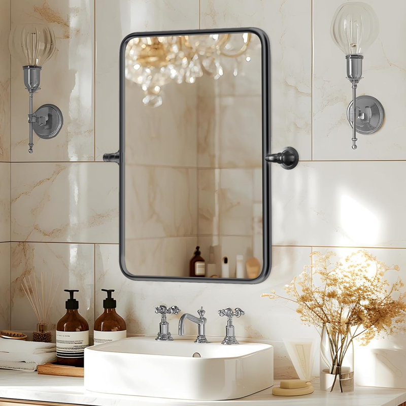 Miroir mural, Verticale, 36 po x 24 po, Noir