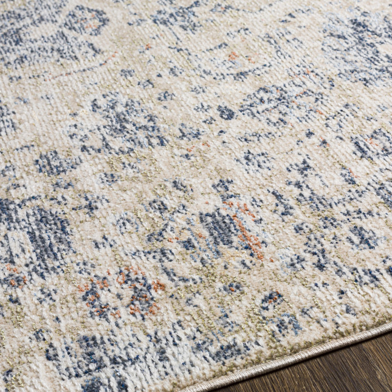 Tapis ivoire / bleu Mahlum, Tapis de couloir 2 pi 5 po x 10 pi