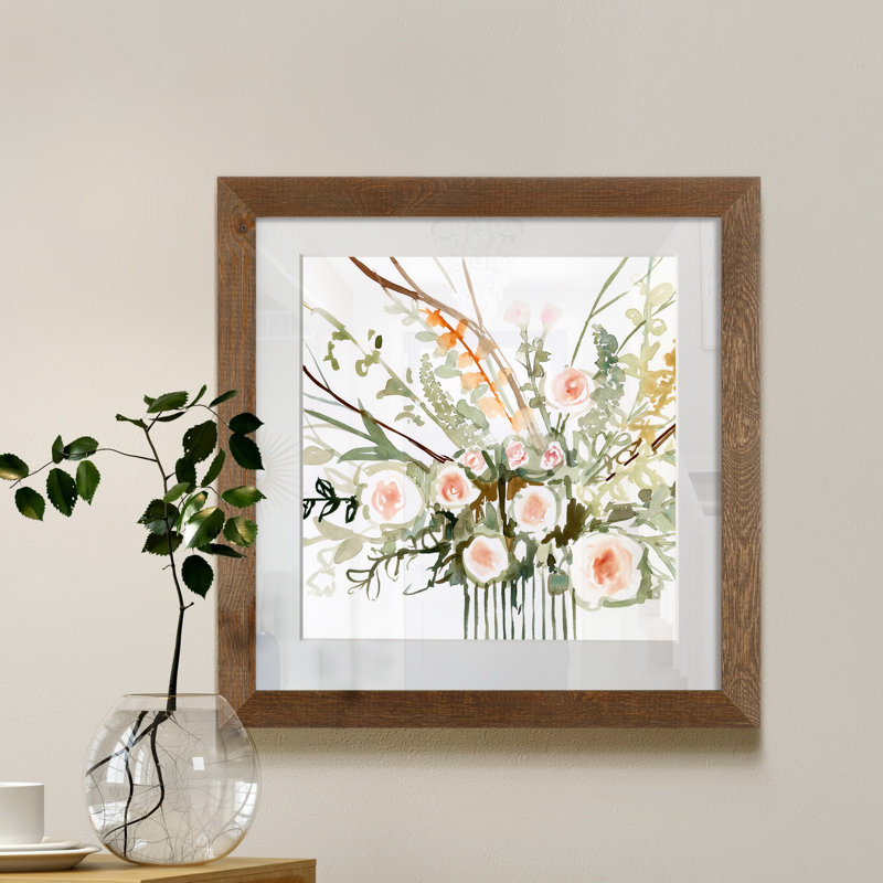Fleurs de foraged II-imprimé, Papier avec cadre érable, H 27,5 po x l 27,5 po x P 1,5 po