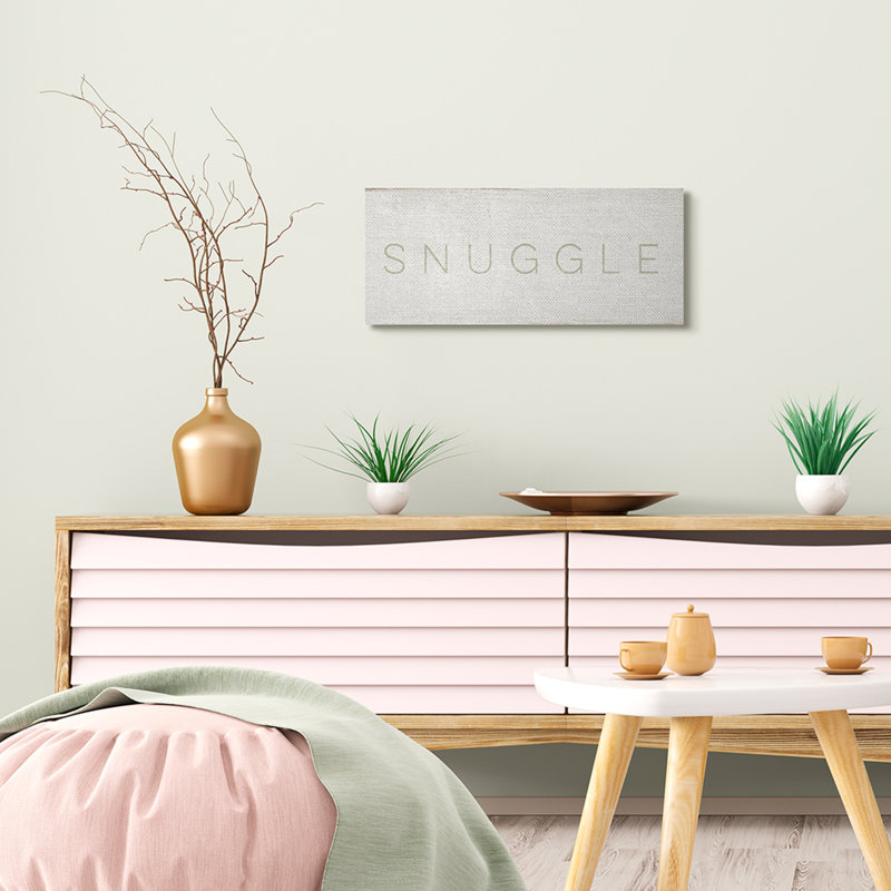«Snuggle Text Minimal Distress Beige Paint» par Daphne Polselli - impression d'art graphique, Toile tendue