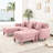 Pink, Boucle Fabric, 3, U Shape Sectional, Shell-Shaped , Movable Ottomans, Cylindrical Legs, Home Decor Sectional 3 Pink Couch In Featuring Distinctive 2 Ottomans And Self Wrapped For Long-Term Use-1450041400