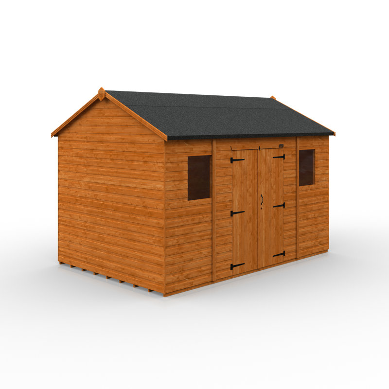 Tiger 6 ft. W x 12 ft. D Wooden Shiplap Apex Garden Shed, 8 ft. W x 12 ft. D