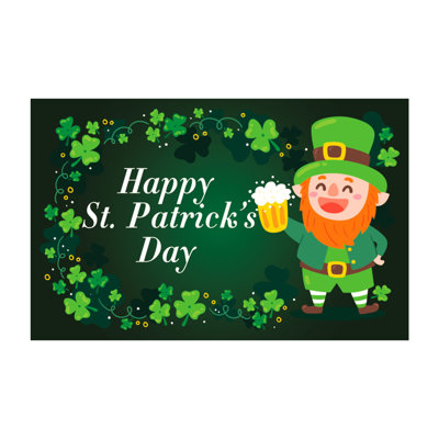 St Patrick's Day Flags  Double Printed Banner Shamrocks Hat Coins Luck Green Yard Sign Trefoil Poster Photo  Irish Holiday Decorations