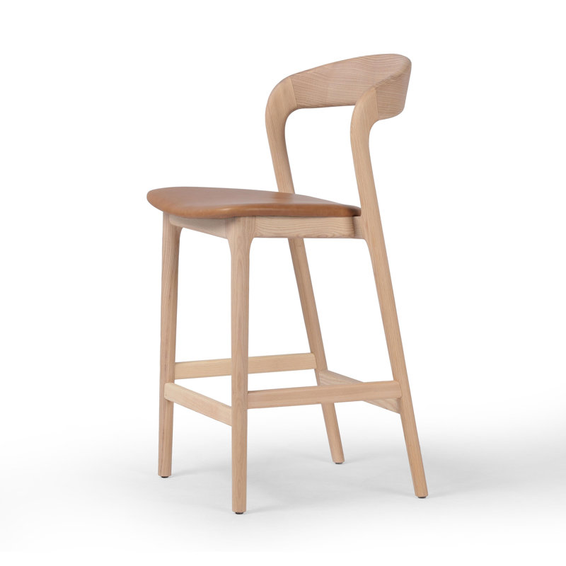 Amare Counter & Bar Stool, Counter Stool (26" Seat Height), Butterscotch Genuine Leather/Natural